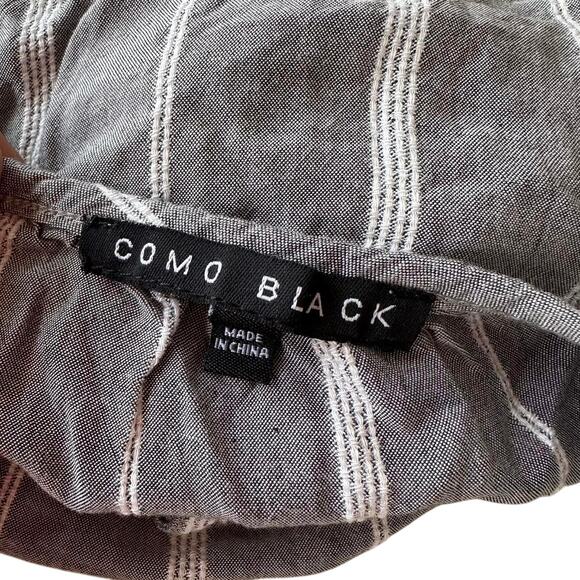 Womens Top Size XL Grey Tank Ruffle Detail Striped Office Siren Business Casual - Picture 6 of 8